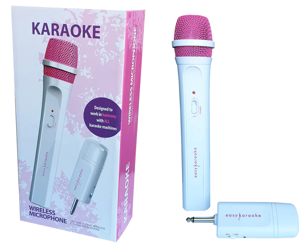 Easy Karaoke Wireless Microphone Pink White