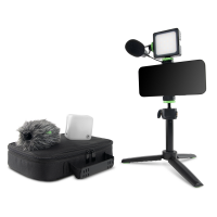 EM-93MK Complete Mobile Vlogger Kit for Smartphones and DSLRs - Microphone and LED Light Kit