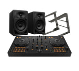 Pioneer DJ DDJ-FLX4, DM-40D Speakers and Laptop Stand DJ Package