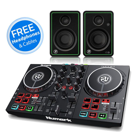 Numark Party Mix MK2 and Mackie CR3-X Speaker DJ Equipment Package